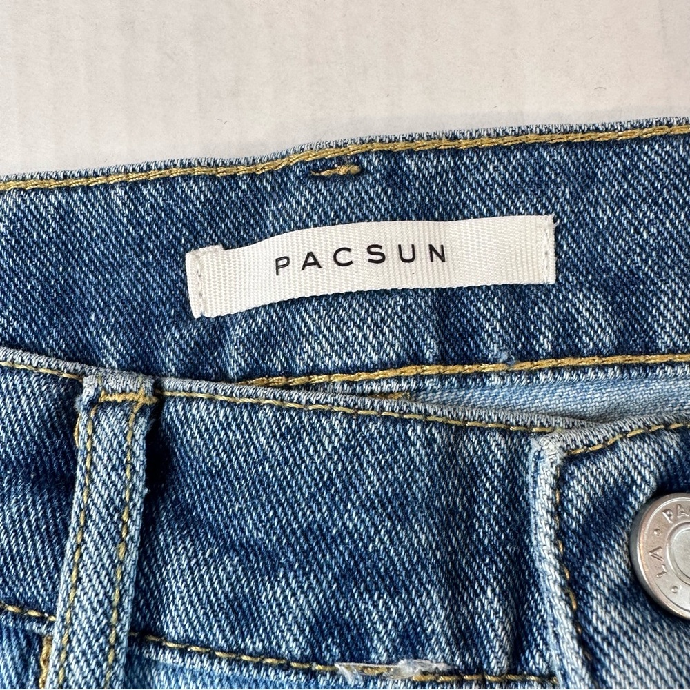 New Pacsun Jeans Women Size 28 Blue High Rise Straight Pockets Buttony Fly Denim - Picture 6 of 16